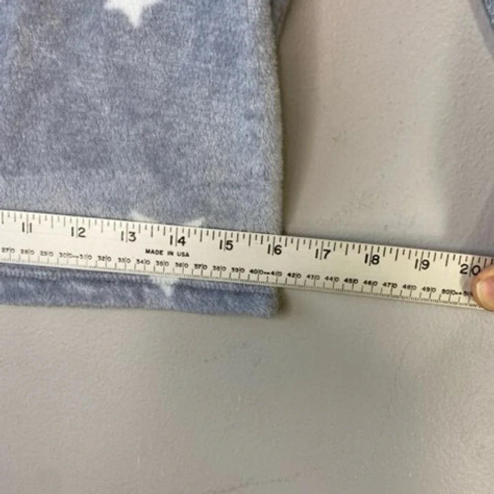 Justice Girls Grey White Star Fleece Pajama Top‎ Sleep Shirt Size S 7/8